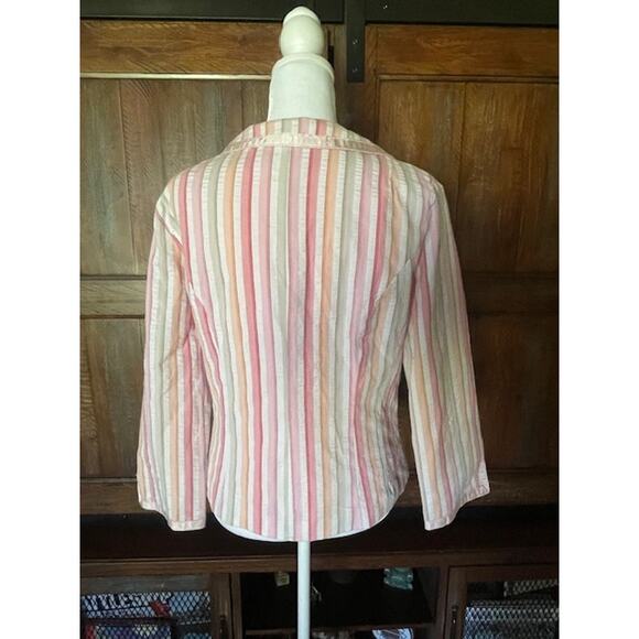 Lily Size Small‎ Blazer Pinstrike Cotton Blend Pink / White / Green - Picture 4 of 6